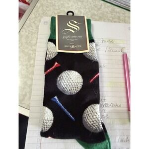 Golf Theme Socks Golf Balls Tees SockSmith One Size Cotton Blend Sports Dad Mens
